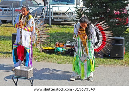 Berdsk, Russia, Siberia - 5 September 2015: presentation of street musicians in Indian national dress