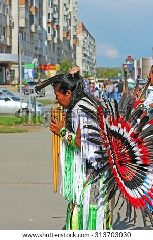 Berdsk, Russia, Siberia - September 5: Indian music performances outside the Siberian city