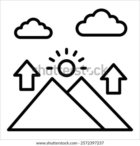 Rising Sun Icon Element For Design