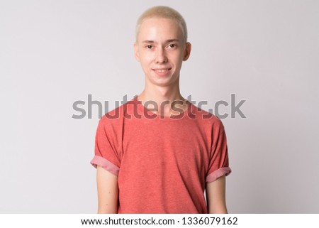 Similar – Image, Stock Photo Eccentric androgynous man in black outfit