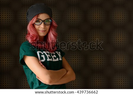 Nerdy hipster girl