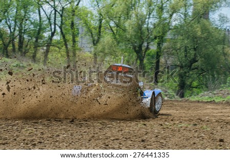 dirty car on race track