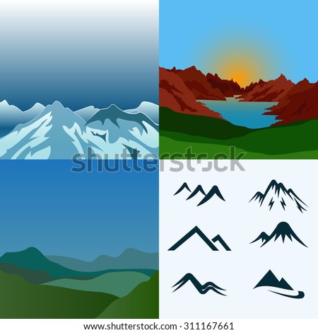 Vector image. Several variants of the mountains