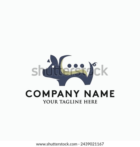 Pig chat logo design vector template illustration