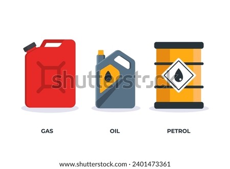 Red jerry can, Gasolinel, oil barrel. isolated on white background Vector Illustration 