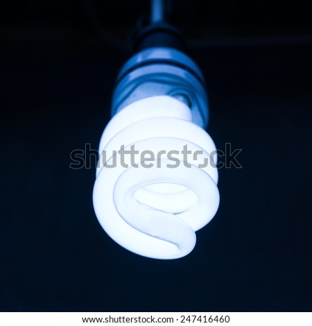 Light bulb turn on with blue background