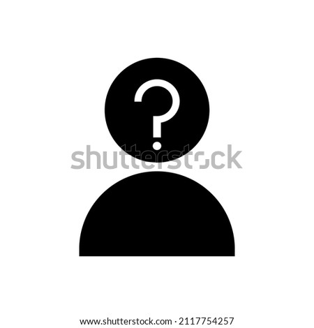 Unknown person icon. Question mark. Anonymous avatar. Human silhouette. Flat design. Vector illustration. Stock image. 