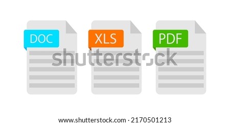 Pdf word excel icons. Business icon. Vector illustration. stock image. 