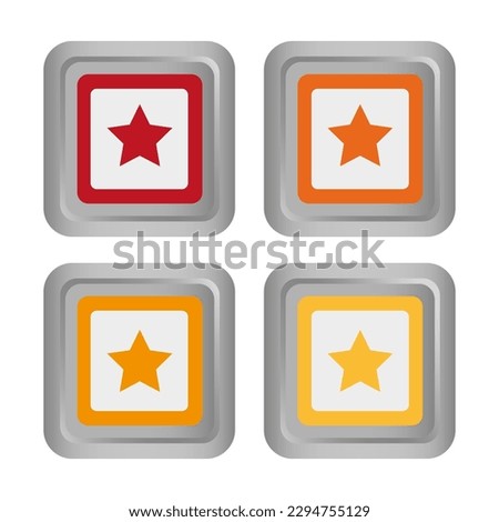 Square star buttons. Certificate design. Customer evaluation. Star icon. Customer review rating. Quality design element. Vector illustration.