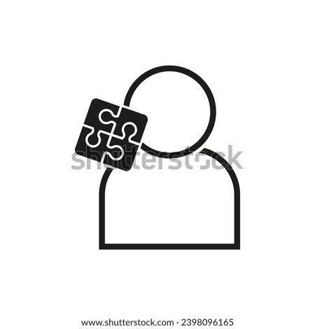 Head and puzzle icon. Meaning problem solver symbol. Vector illustration. EPS 10.