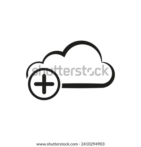 Cloud internet add icon. Cloud plus symbol. Vector illustration. EPS 10.