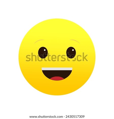 Happy face emoji, beaming smile emoticon. Positive feeling representation. Vector illustration. EPS 10.