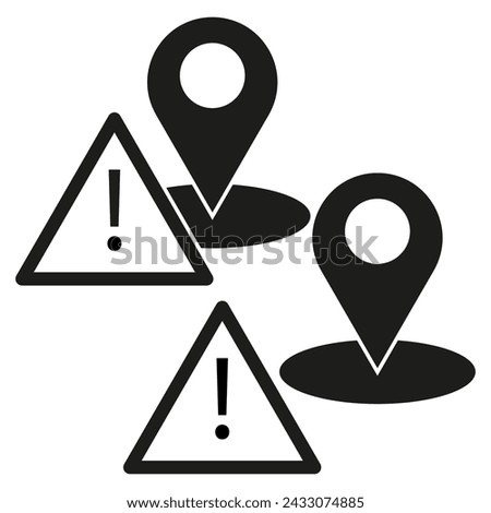 Warning location icon. Alert map pin. Vector illustration. EPS 10.