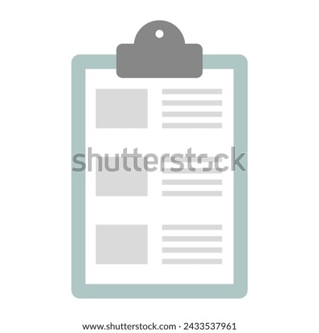 Image clipboard document. Report, checklist form. Office, record keeping. Vector illustration. EPS 10.