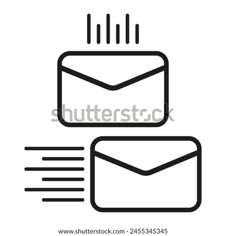 Email delivery icons. Sent and received mail symbols. Inbox message indication. Vector illustration. EPS 10.