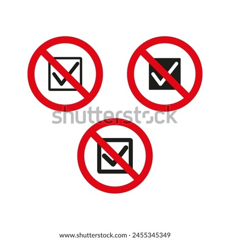 No email allowed icon. Prohibited message symbol with red slash. Forbidden mail sign for secure areas.