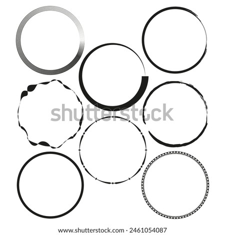 Variety of Circle Vectors Set. Assorted frames collection. Geometric line borders.