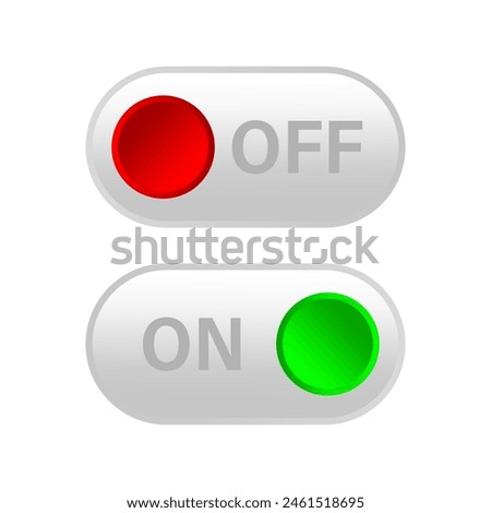 Toggle Switch Buttons. On and Off Position Icons. Power Control Symbols. Interface Elements Design.