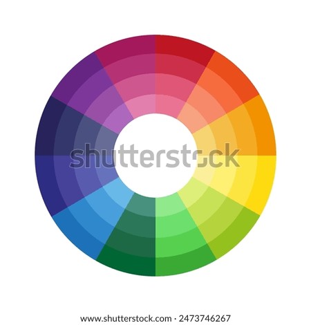 Color wheel vector. Circular gradient spectrum. Rainbow palette illustration. Vibrant design graphic.