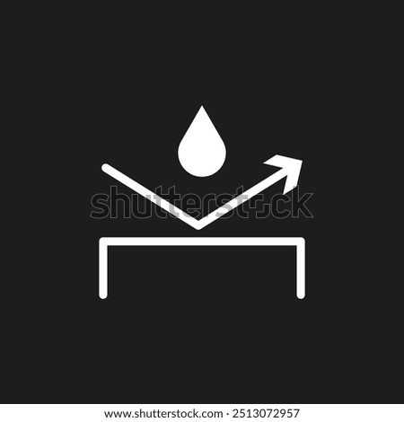 Water resistant icon. Droplet bouncing off surface. Protection symbol. Vector design.