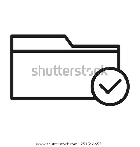 Folder check icon. Approved file symbol. Document validation graphic. Vector illustration.