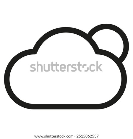 Cloud with sun icon. Weather symbol outline. Minimalist vector illustration.