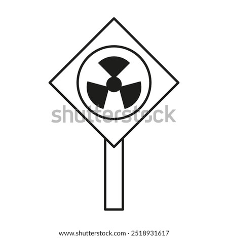 Radiation warning sign. Hazard symbol illustration. Black and white icon. Simple vector graphic.