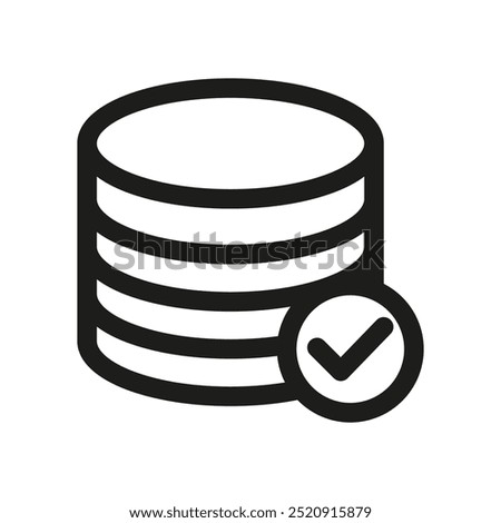 Database check icon. Server approval symbol. Vector design.