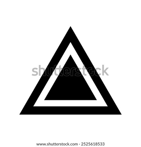 Triangle warning symbol. Simple vector triangle. Geometric black icon. Alert triangle shape.