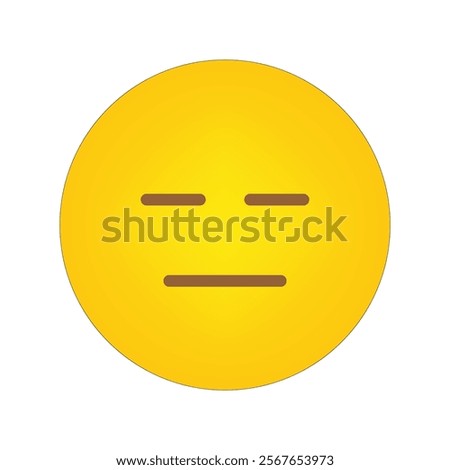 Neutral face icon. Yellow emoji design. Minimal vector expression. Simple emoticon symbol.