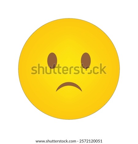 Sad face emoji. Frowning expression icon. Simple yellow design. Vector illustration.