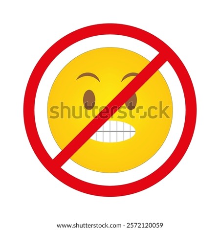 Red crossed emoji. Angry face symbol. Forbidden yellow emoticon. Vector illustration.