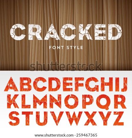 Vector latin alphabet with cracked paint effect