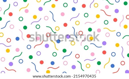 Festive seamless pattern drawn by hand. Cute print with confetti. Creative minimalist style art background. Fun colorful doodle seamless pattern. Abstract random colorful figures. Foto stock © 