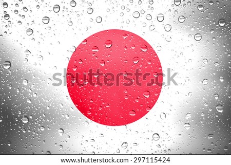 Japan flag on water drop background