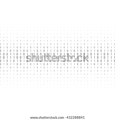 Binary code black and white background with two binary digits, 0 and 1 isolated on a white background. Halftone vector illustration.