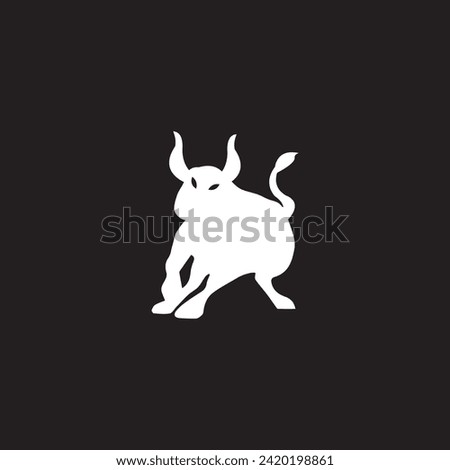 Angry white bull vector animal logo design 