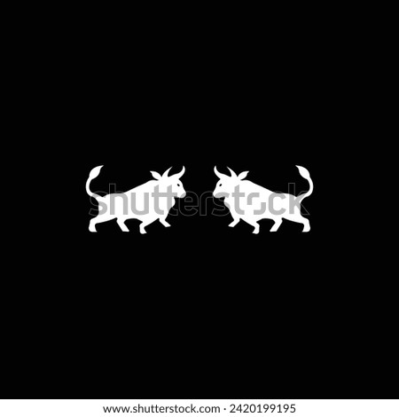 Angry white bull vector animal logo design 