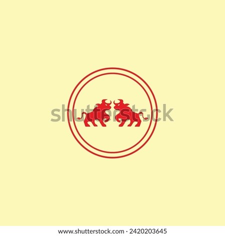 Colorful circle bull vector logo template design . Bull icon illustration design  