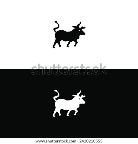 Black and white bull logo design . bull animal vector logo design . icon logo . silhouette logo