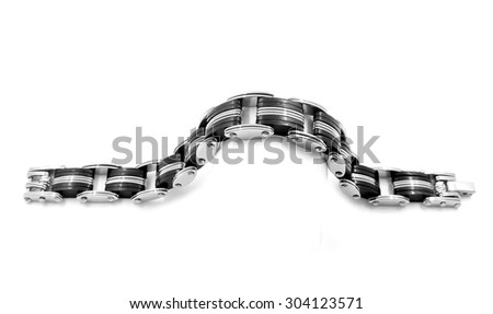 Stainless steel bracelet, isolated on white background