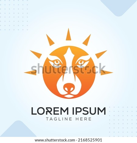 Sun Wolf Logo Template In Modern Creative Minimal Style Vector Design