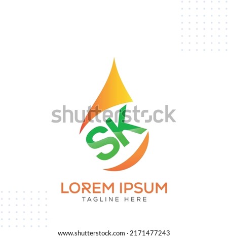 SK oil drop business Logo Design Vector Template In Modern Creative Minimal Style