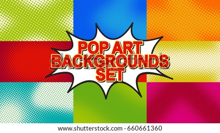 Pop art background set with halftone dots, vector retro comic dotted backgrounds design HD