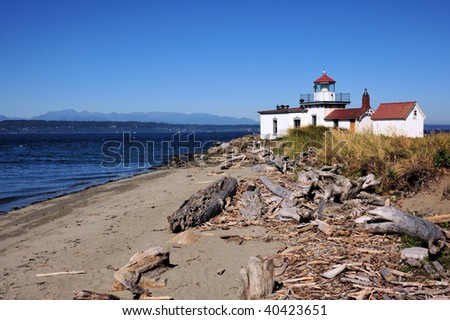 West Point Lighthouse near Discovery Park in Seattle, Washington