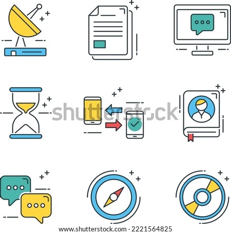 digital media, technology icon flat design illustration, web icon, wifi, microphone, mediaplayer, web cam, video recorder, mobile chat, cellphone, support, disk, camera, bluetooth, folder, harddisk