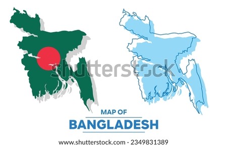 Vector Bangladesh flag map set simple flat illustration
