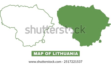 Simple Lithuania Outline Flat Map vector illustration set