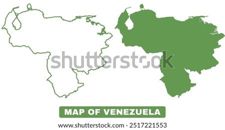 Simple Venezuela Outline Flat Map vector illustration set