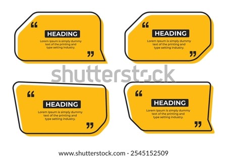 Heading or comment text frame outline minimal flat vector illustration set